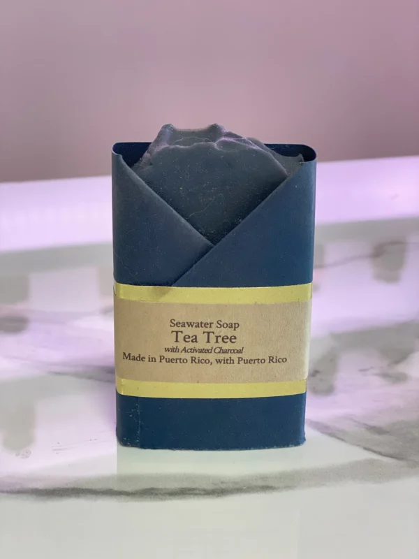 A Mano Studio Tea Tree Seawater Soap with Activated Charcoal, made in Puerto Rico, with Puerto Rico at Rosita Nail Lounge & Spa in Rincón